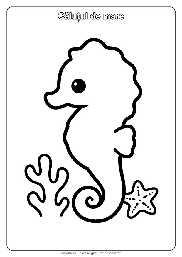 Planșă de colorat: Căluțul de mare