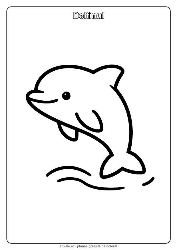 Planșă de colorat: Delfinul