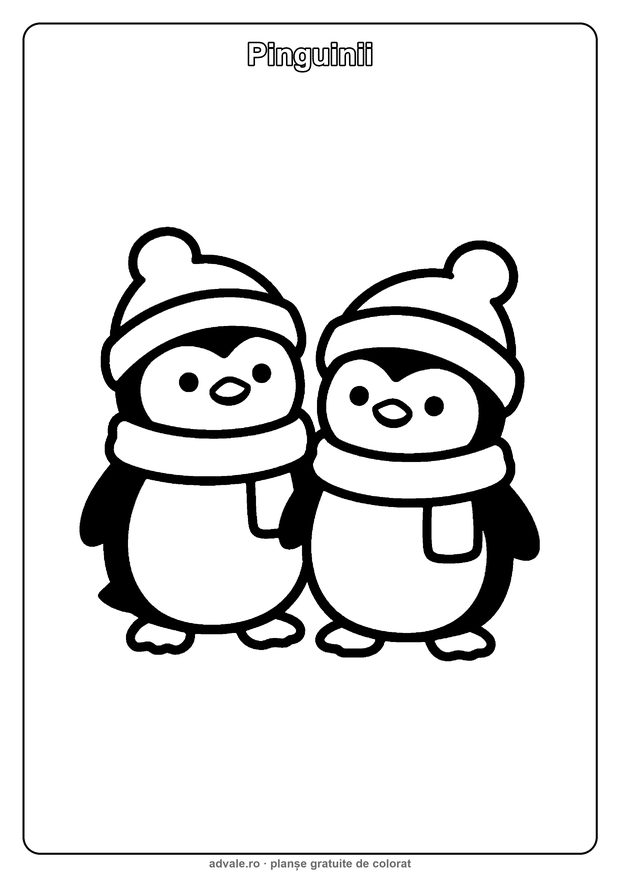 Planșă de colorat: Pinguinii